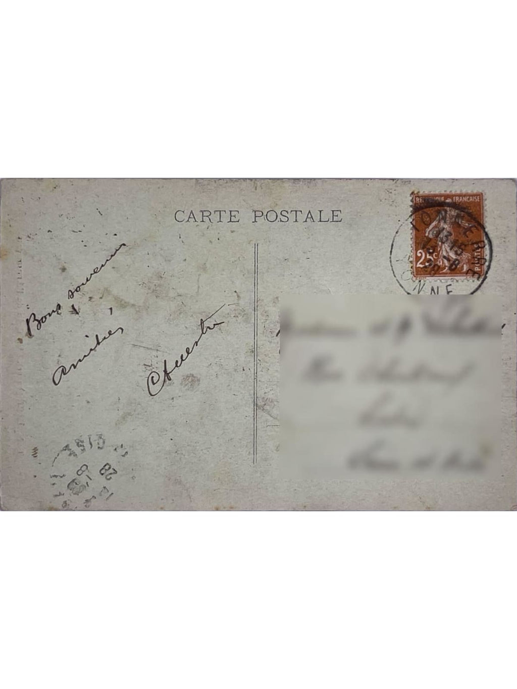 Verso de la carte postale