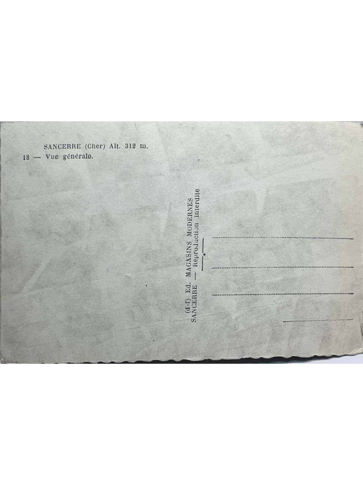 Verso de la carte postale