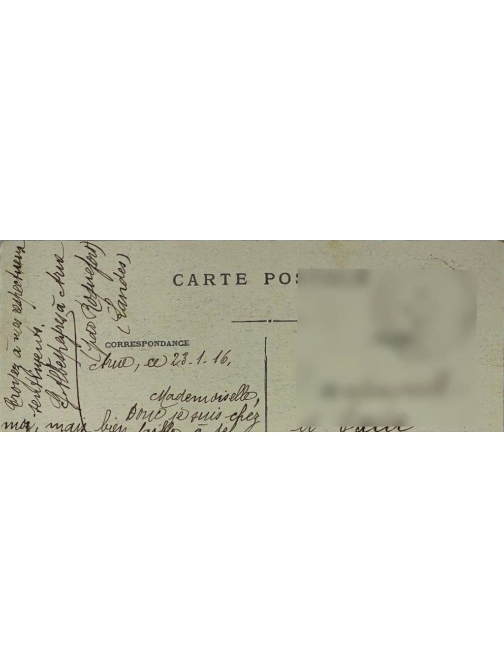 Verso de la carte postale