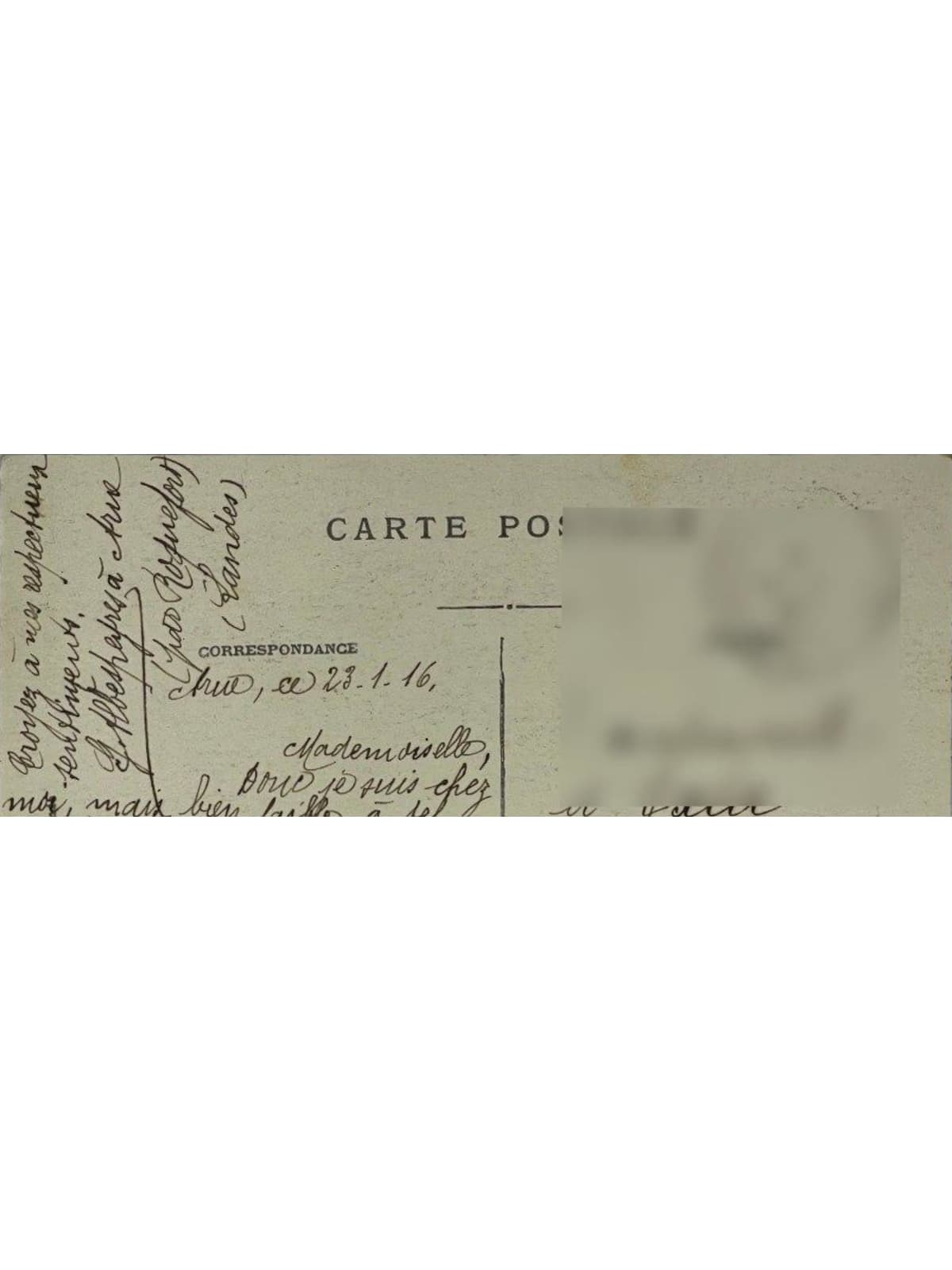 Verso de la carte postale