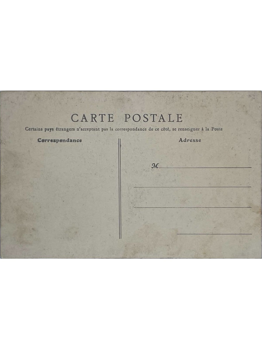 Verso de la carte postale