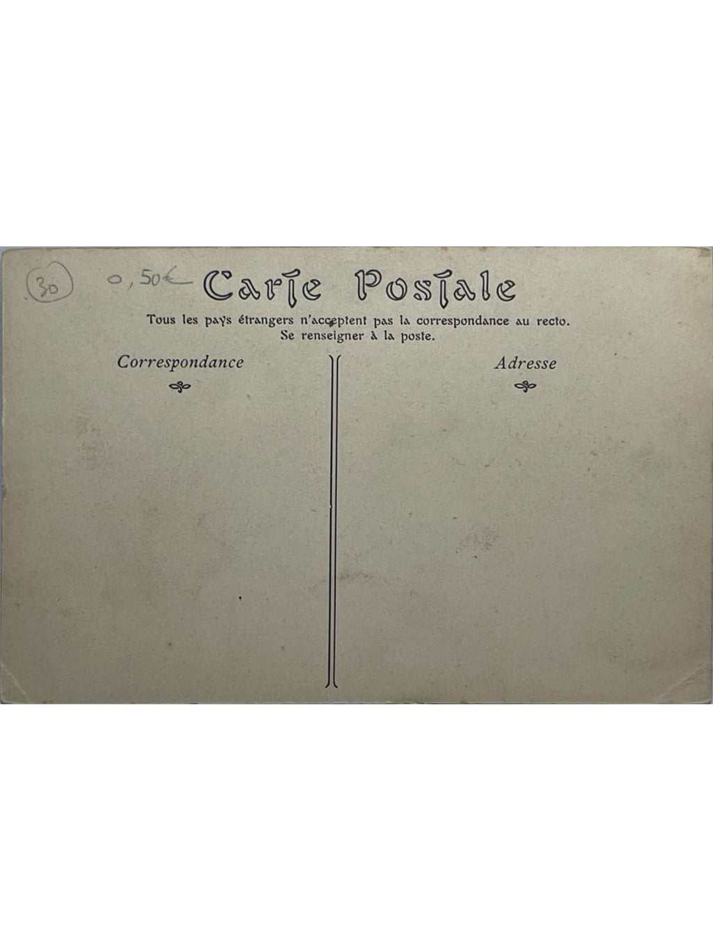 Verso de la carte postale