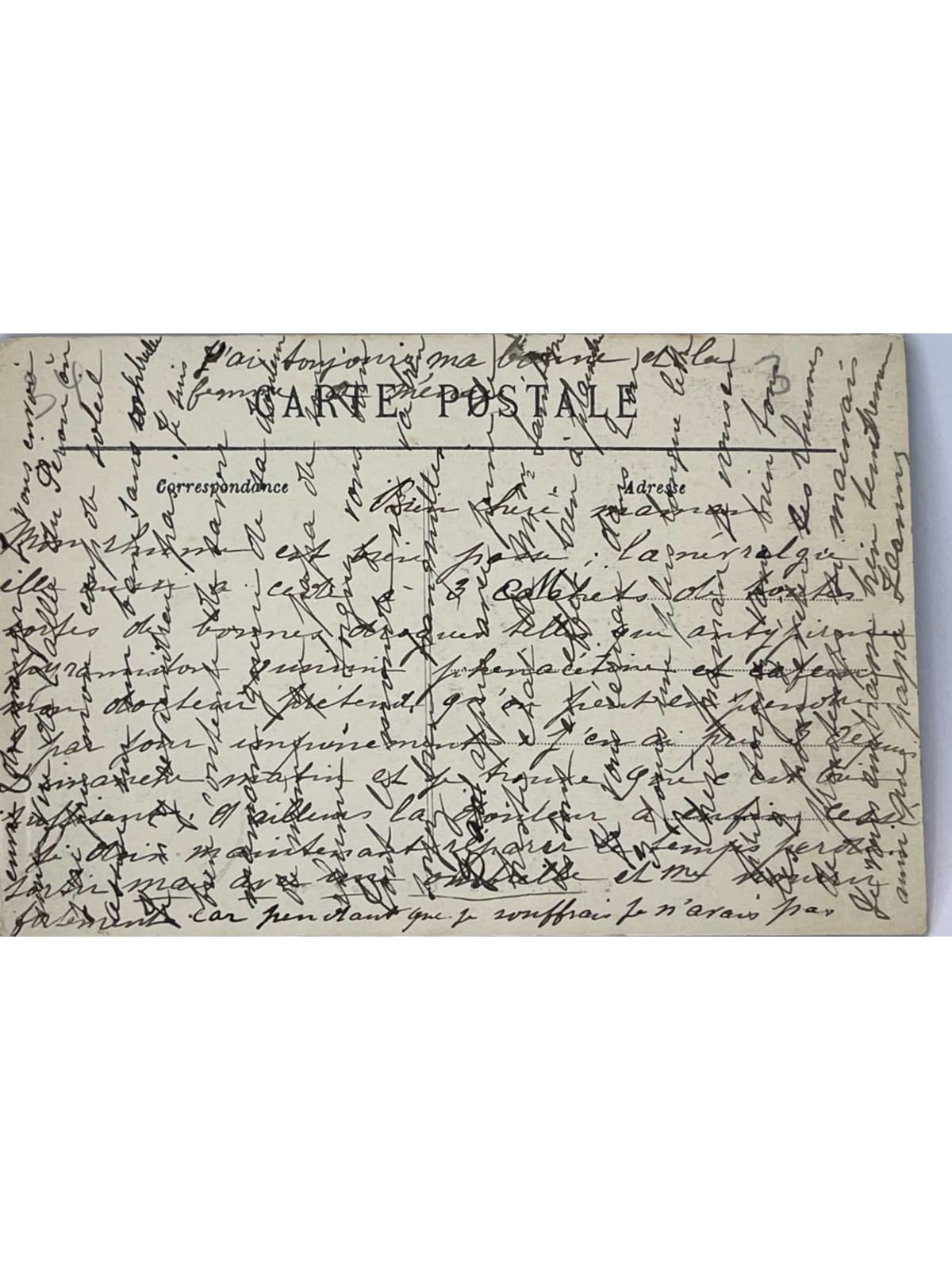 Verso de la carte postale