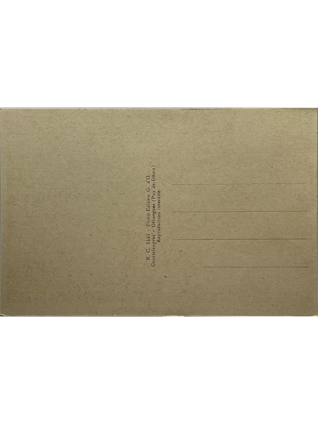 Verso de la carte postale