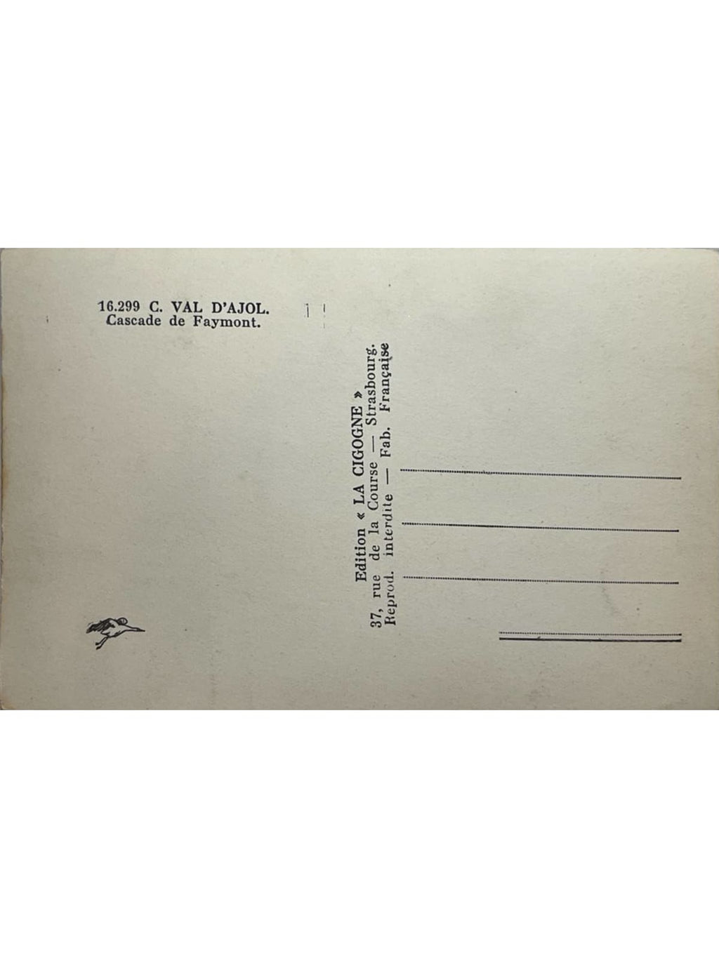 Verso de la carte postale