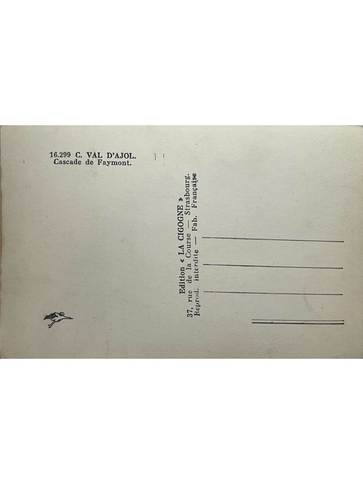 Verso de la carte postale