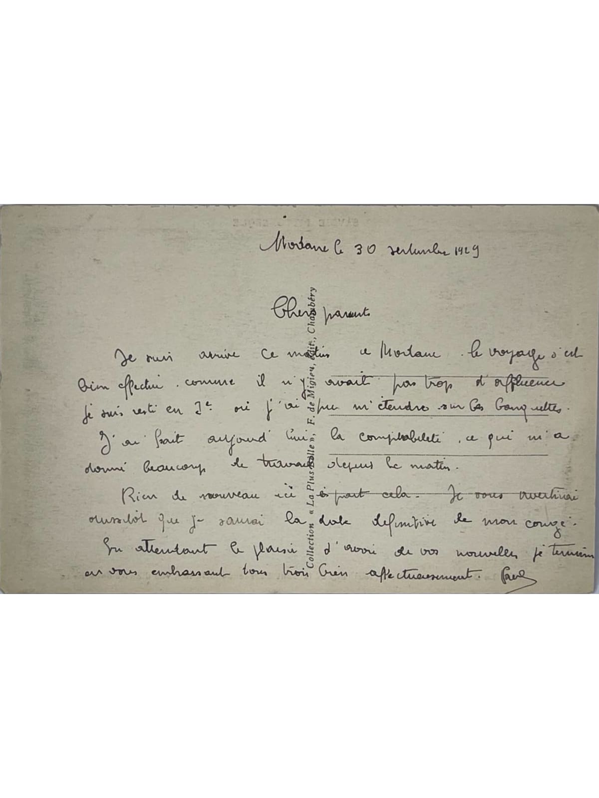 Verso de la carte postale