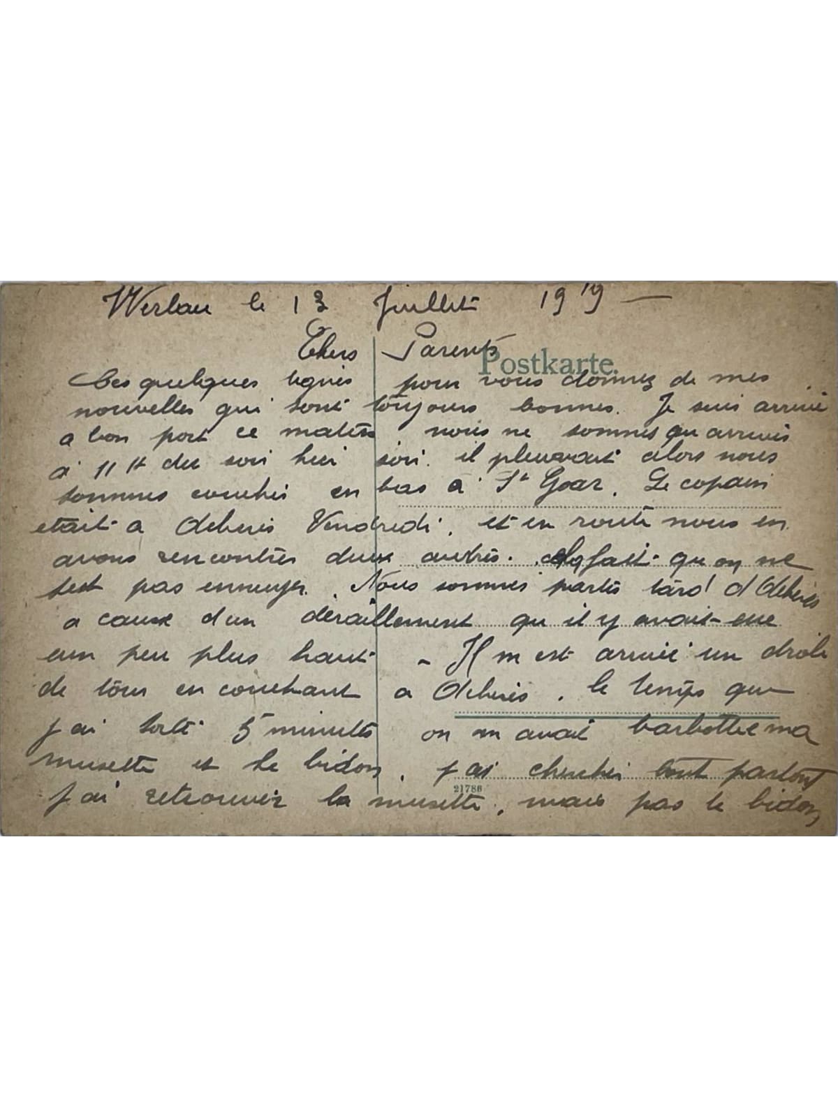 Verso de la carte postale