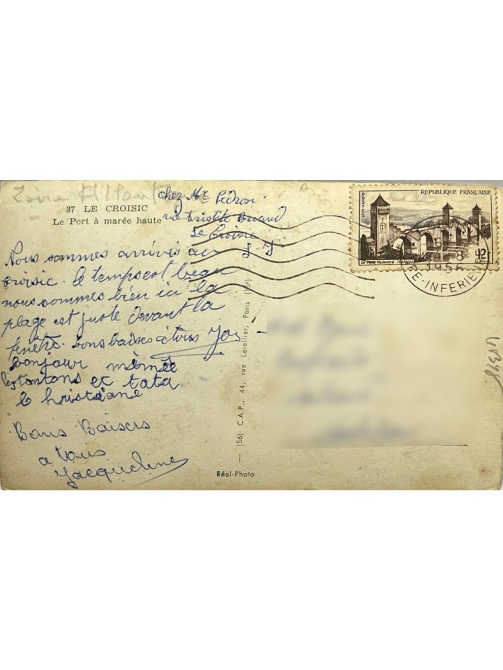 Verso de la carte postale