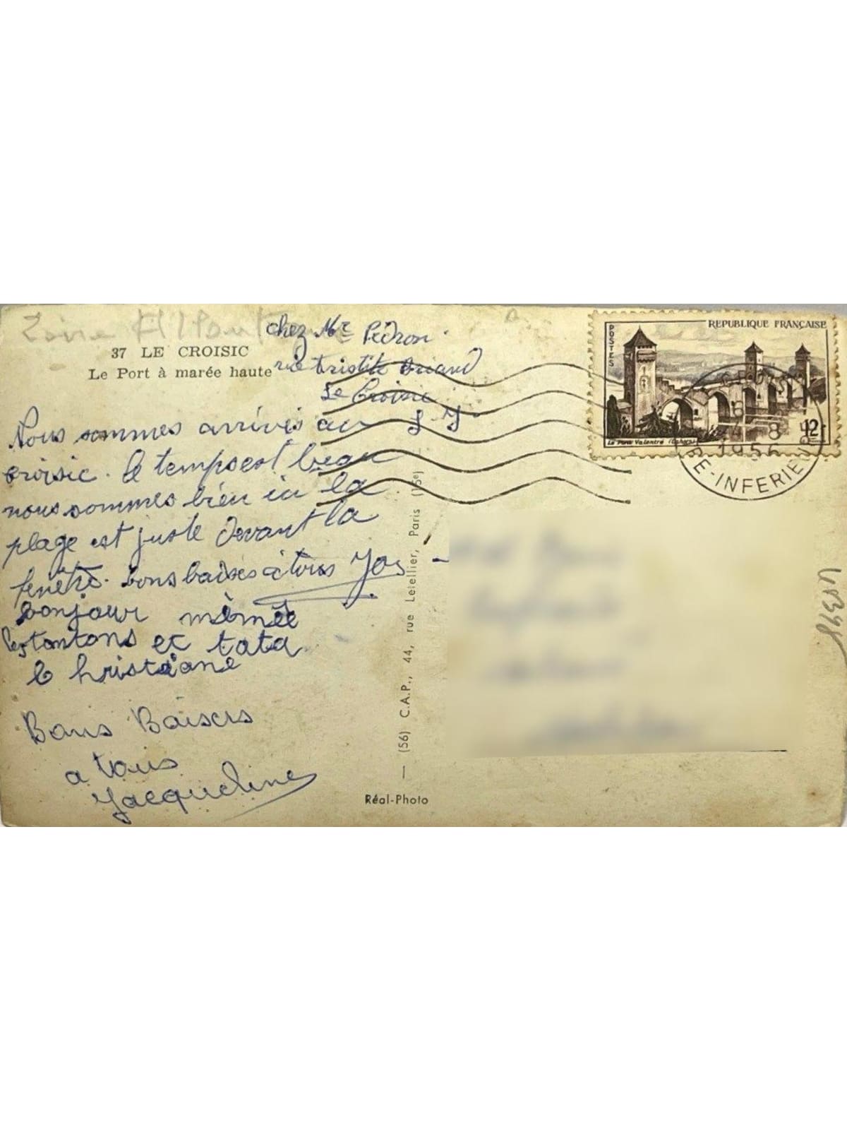 Verso de la carte postale