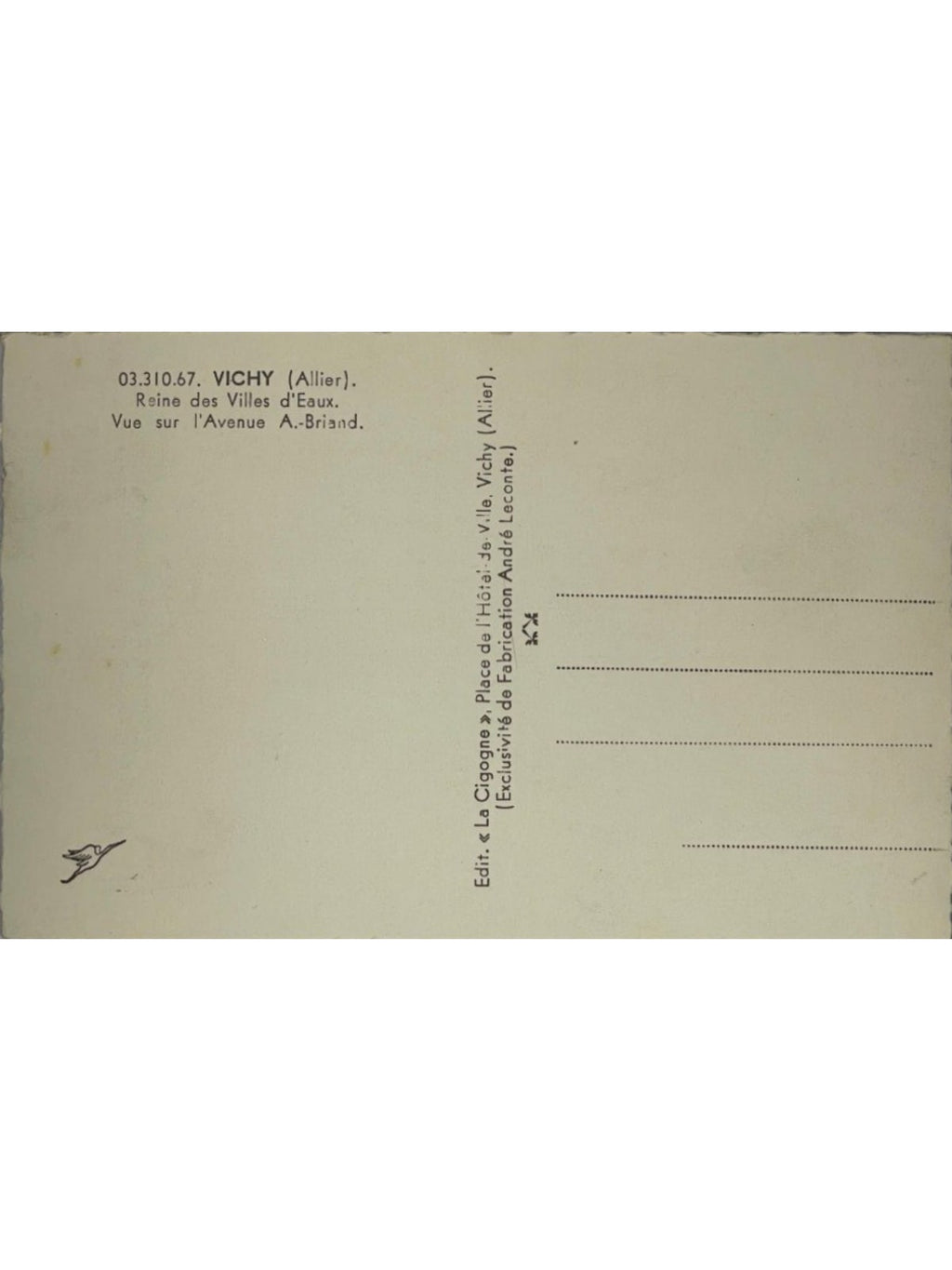 Verso de la carte postale