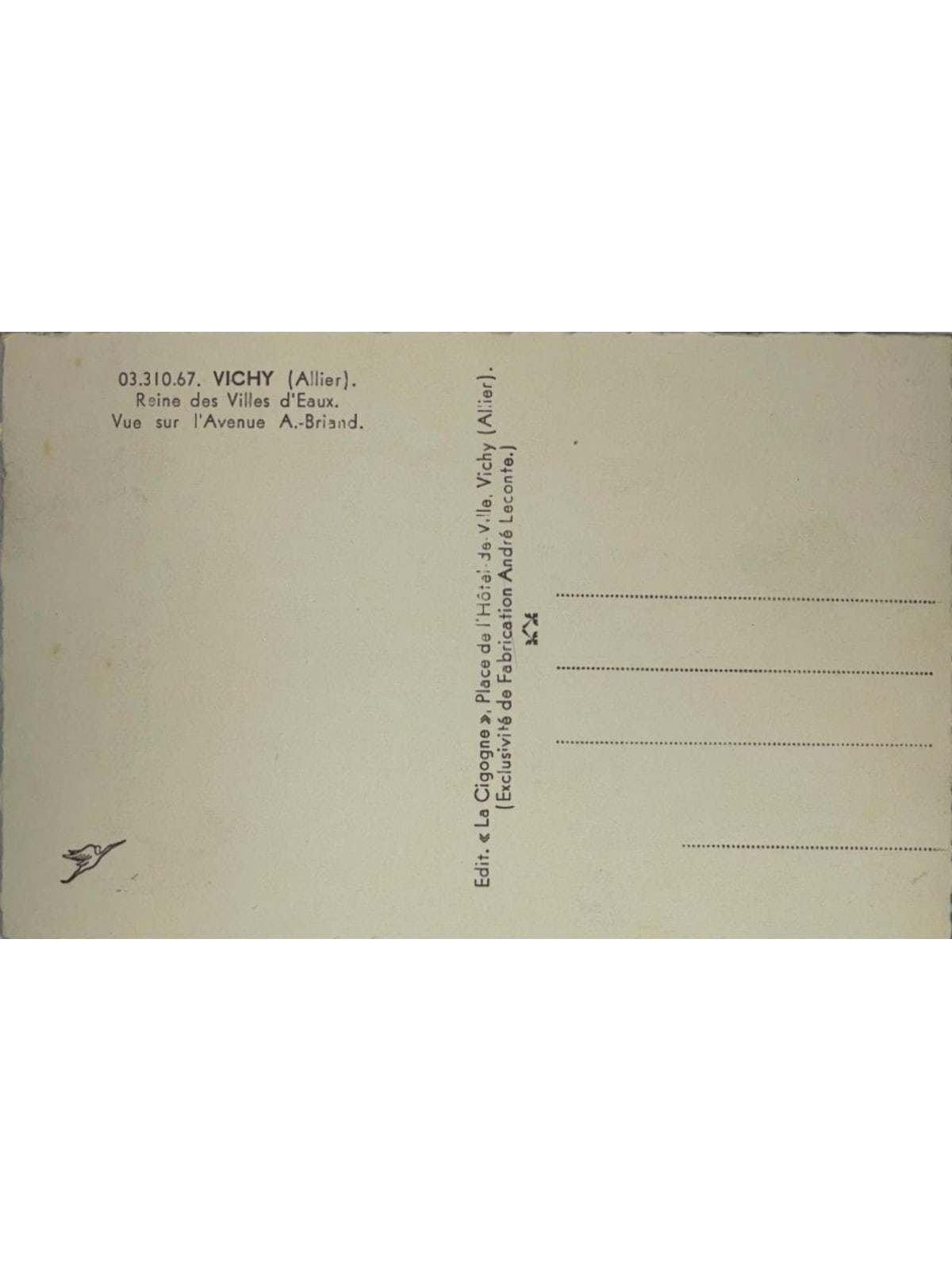 Verso de la carte postale