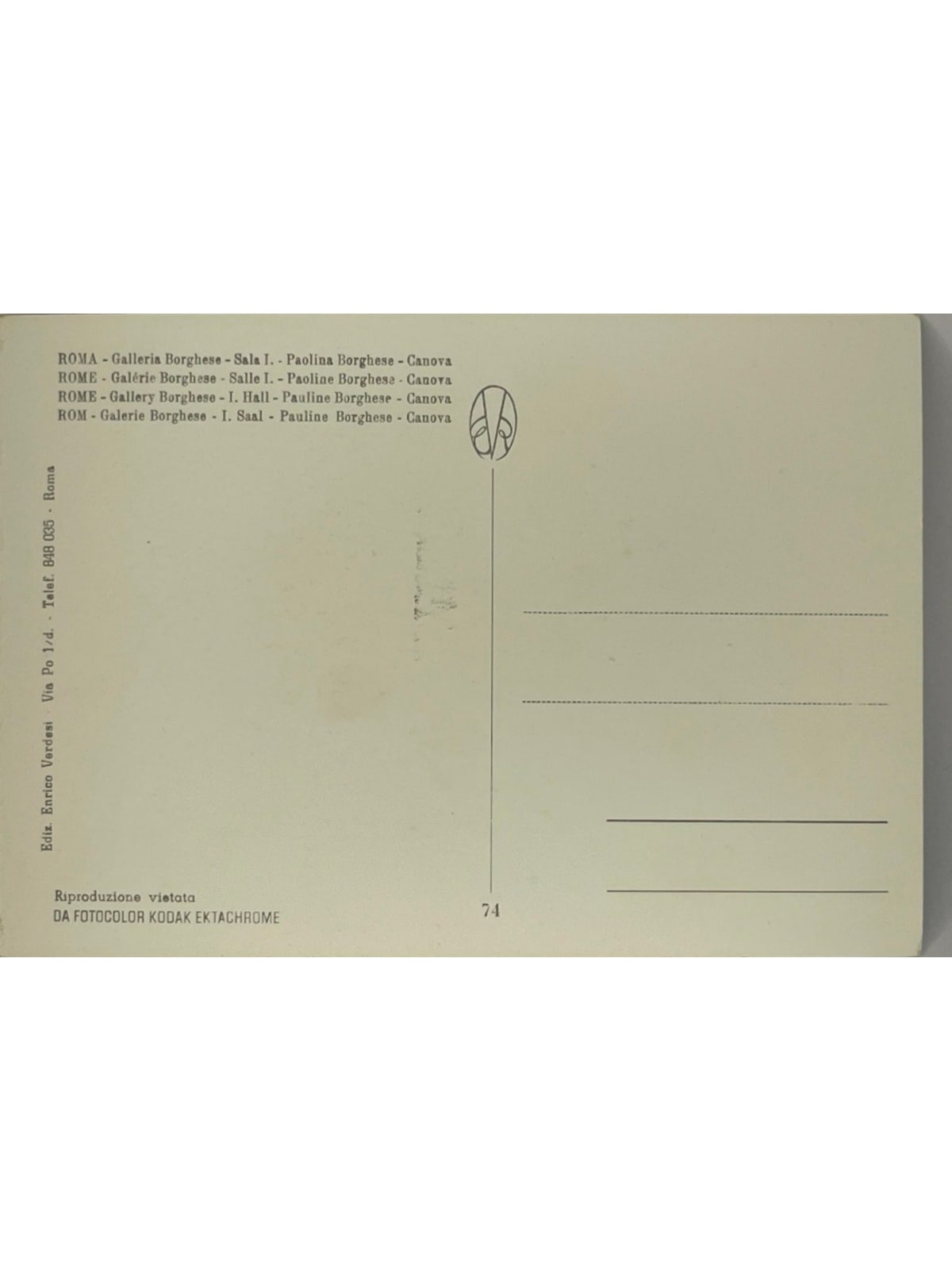 Verso de la carte postale