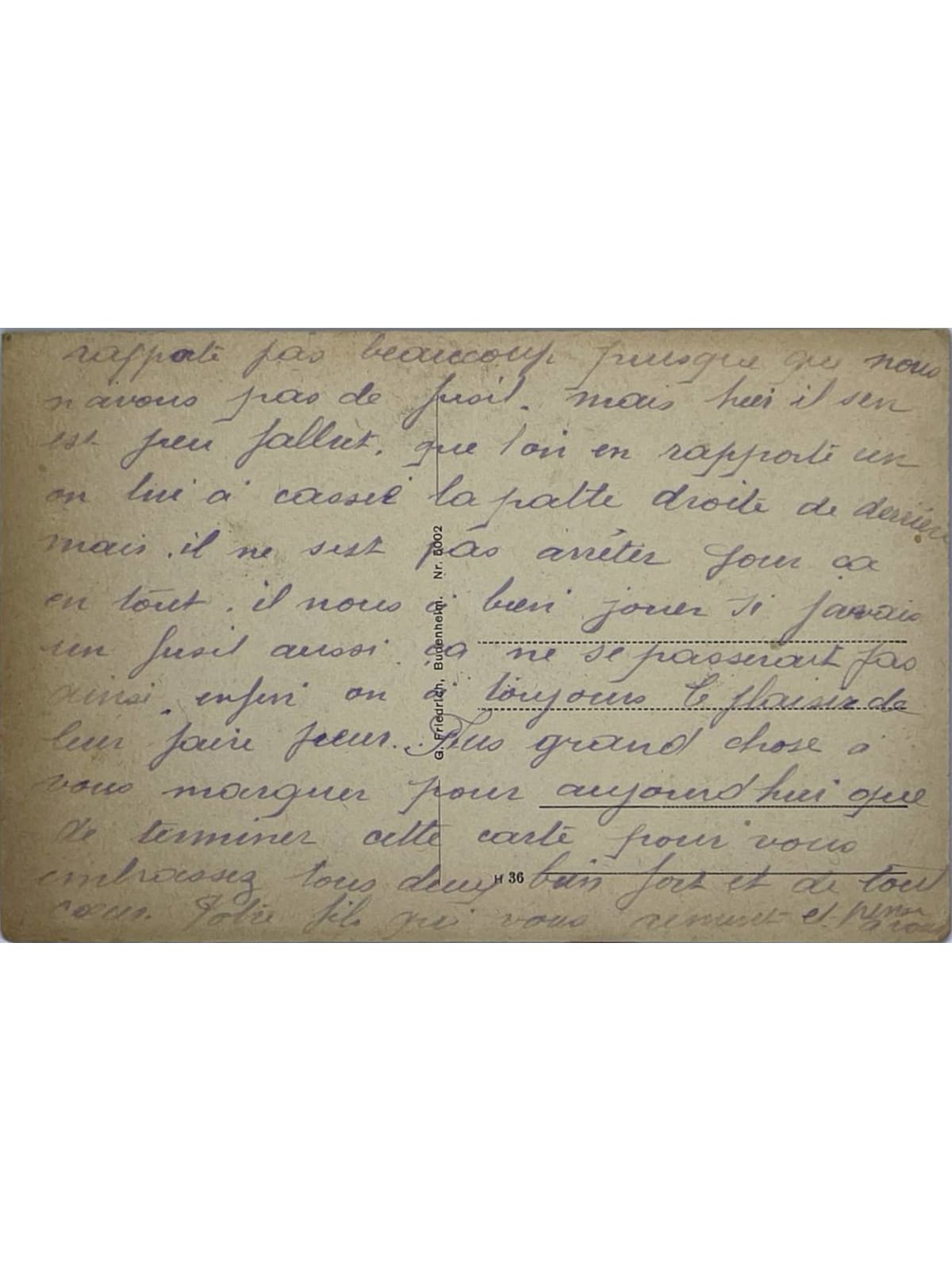 Verso de la carte postale