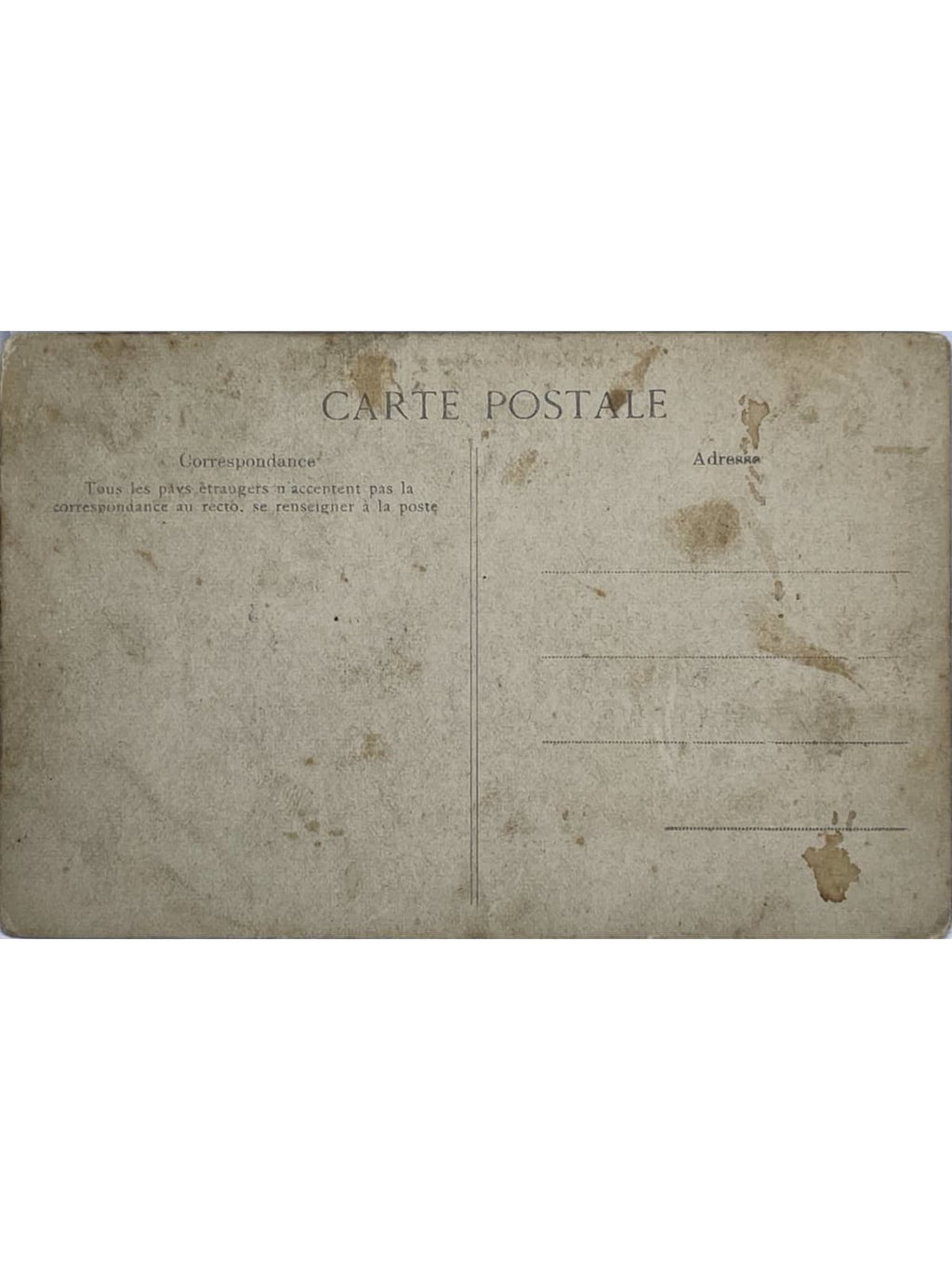 Verso de la carte postale