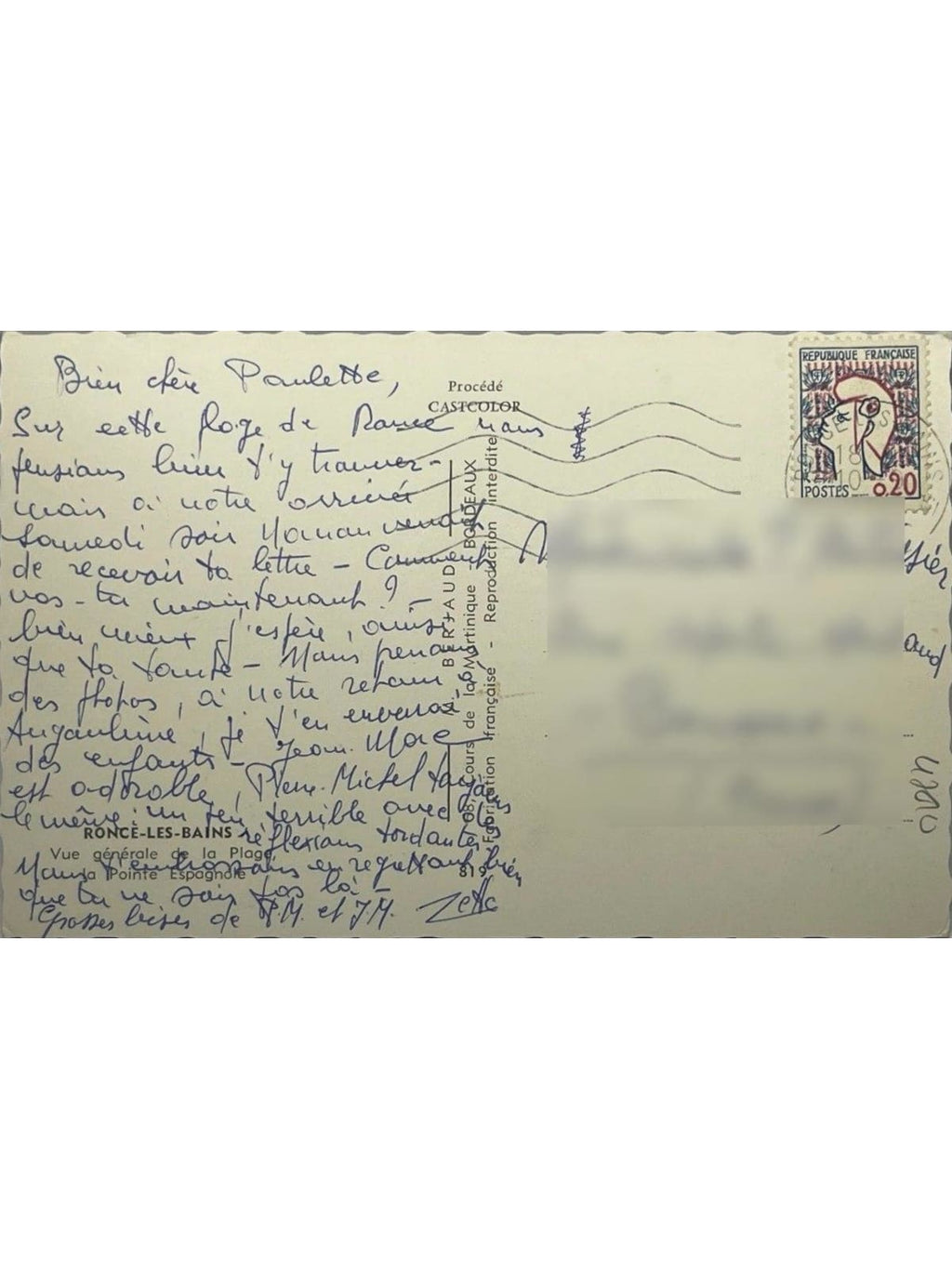 Verso de la carte postale