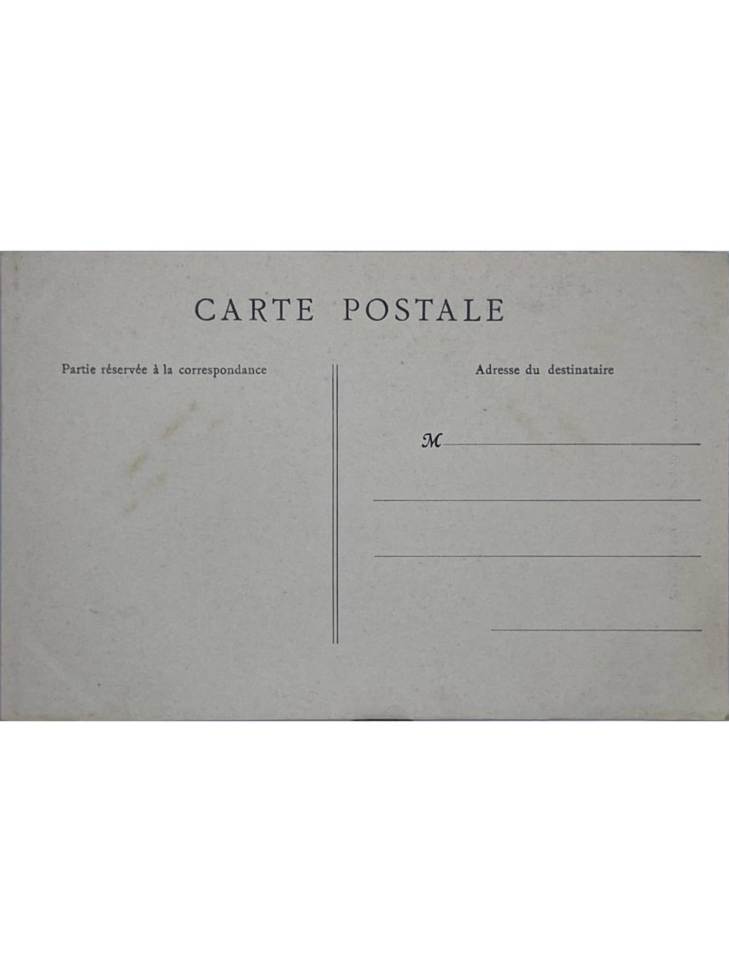 Verso de la carte postale