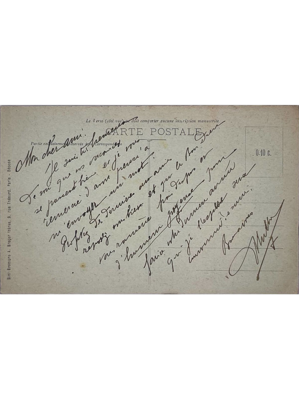 Verso de la carte postale