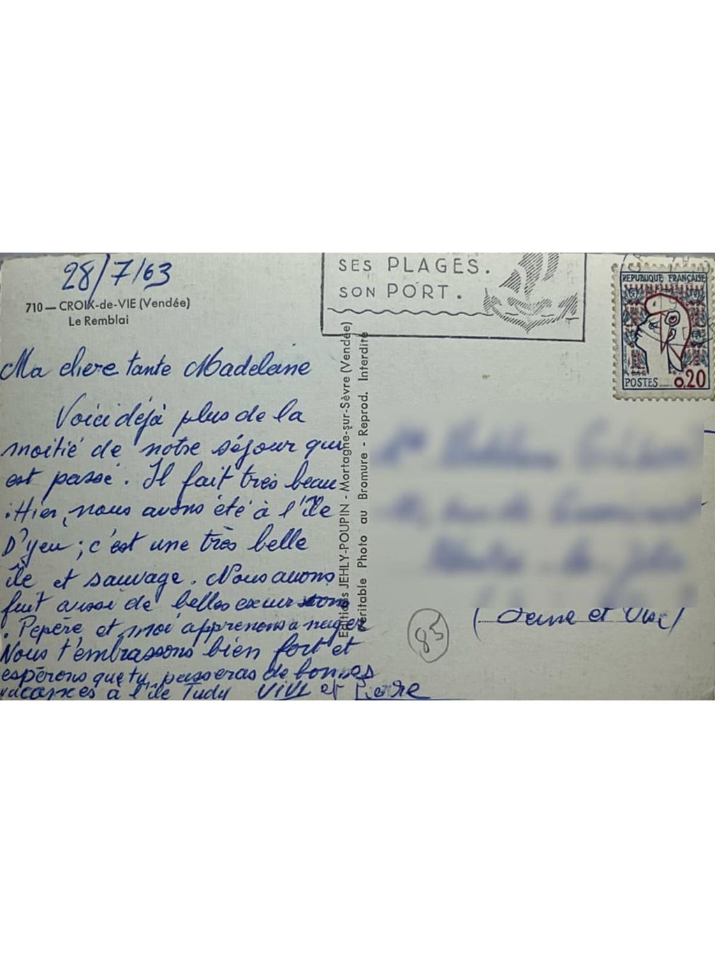 Verso de la carte postale