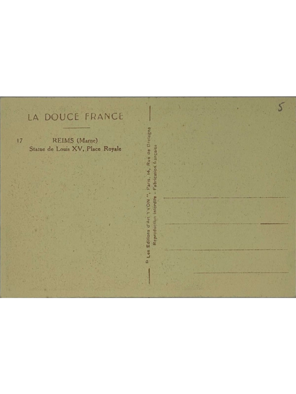 Verso de la carte postale