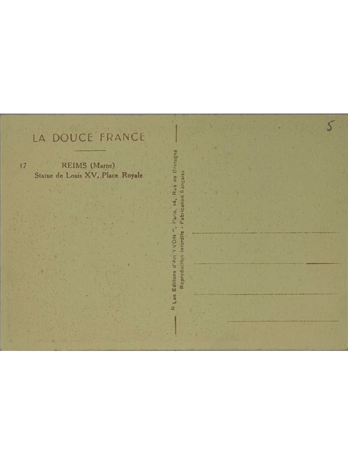 Verso de la carte postale
