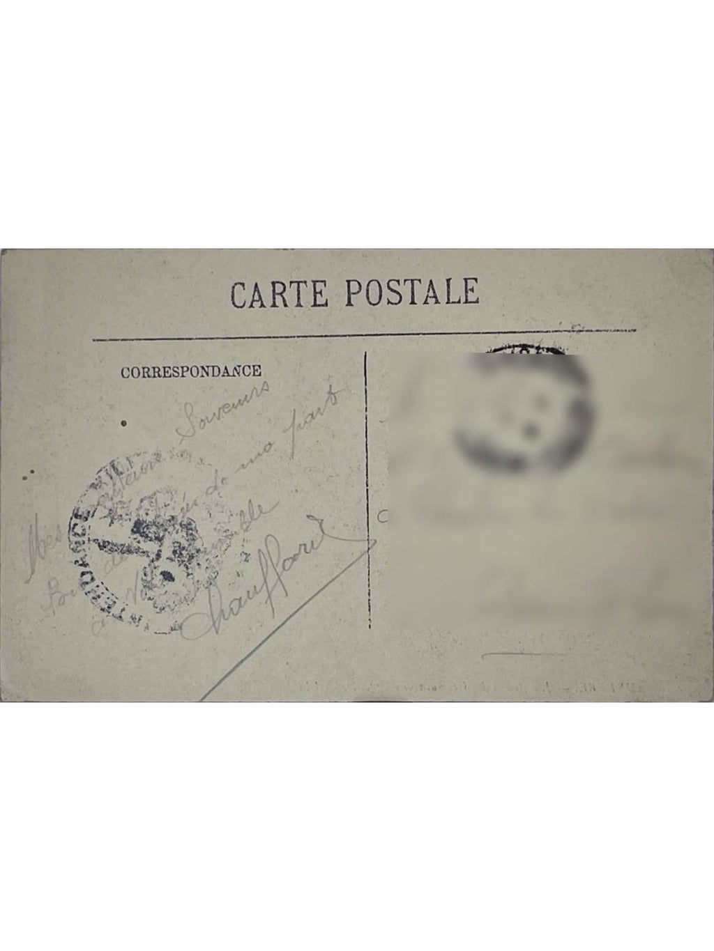 Verso de la carte postale