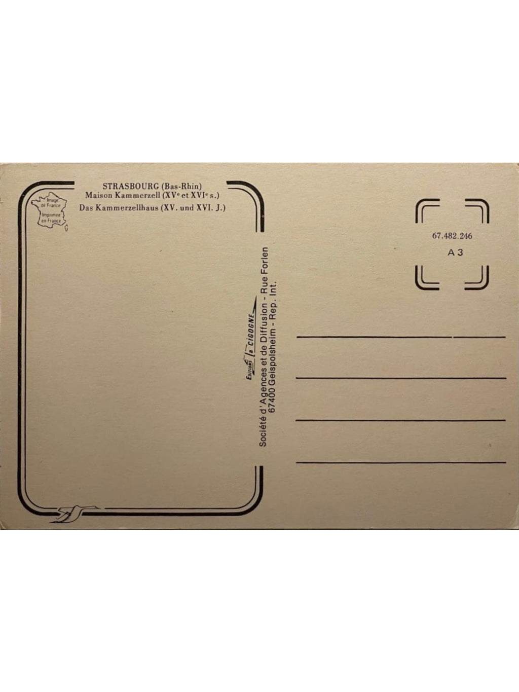 Verso de la carte postale