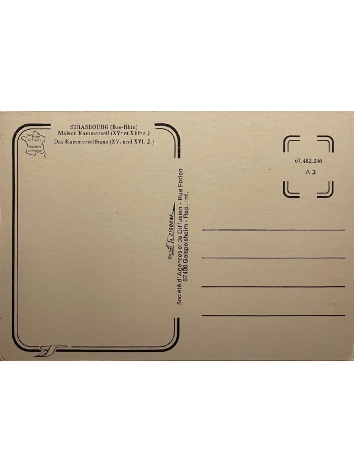 Verso de la carte postale