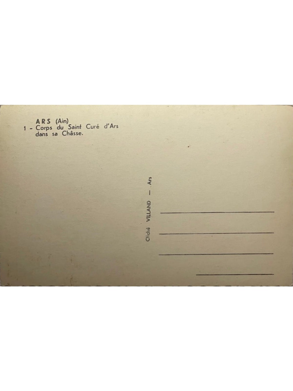 Verso de la carte postale