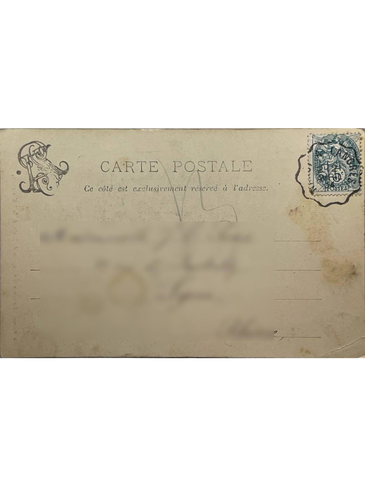 Verso de la carte postale