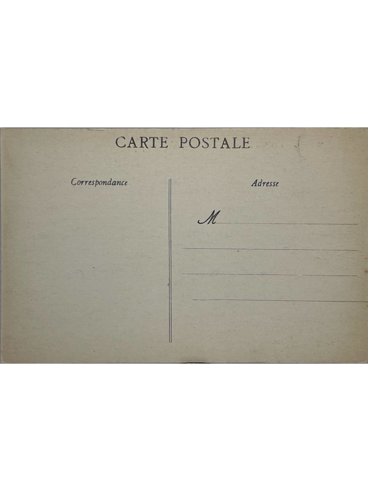 Verso de la carte postale