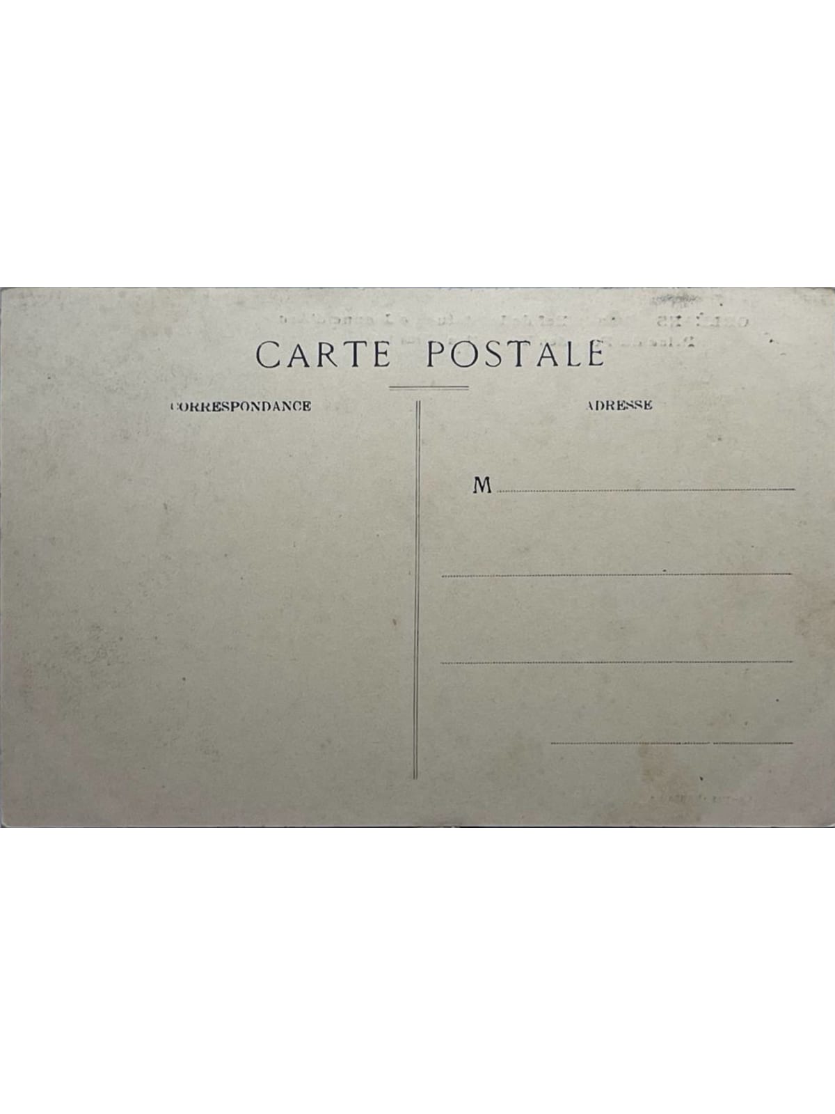 Verso de la carte postale