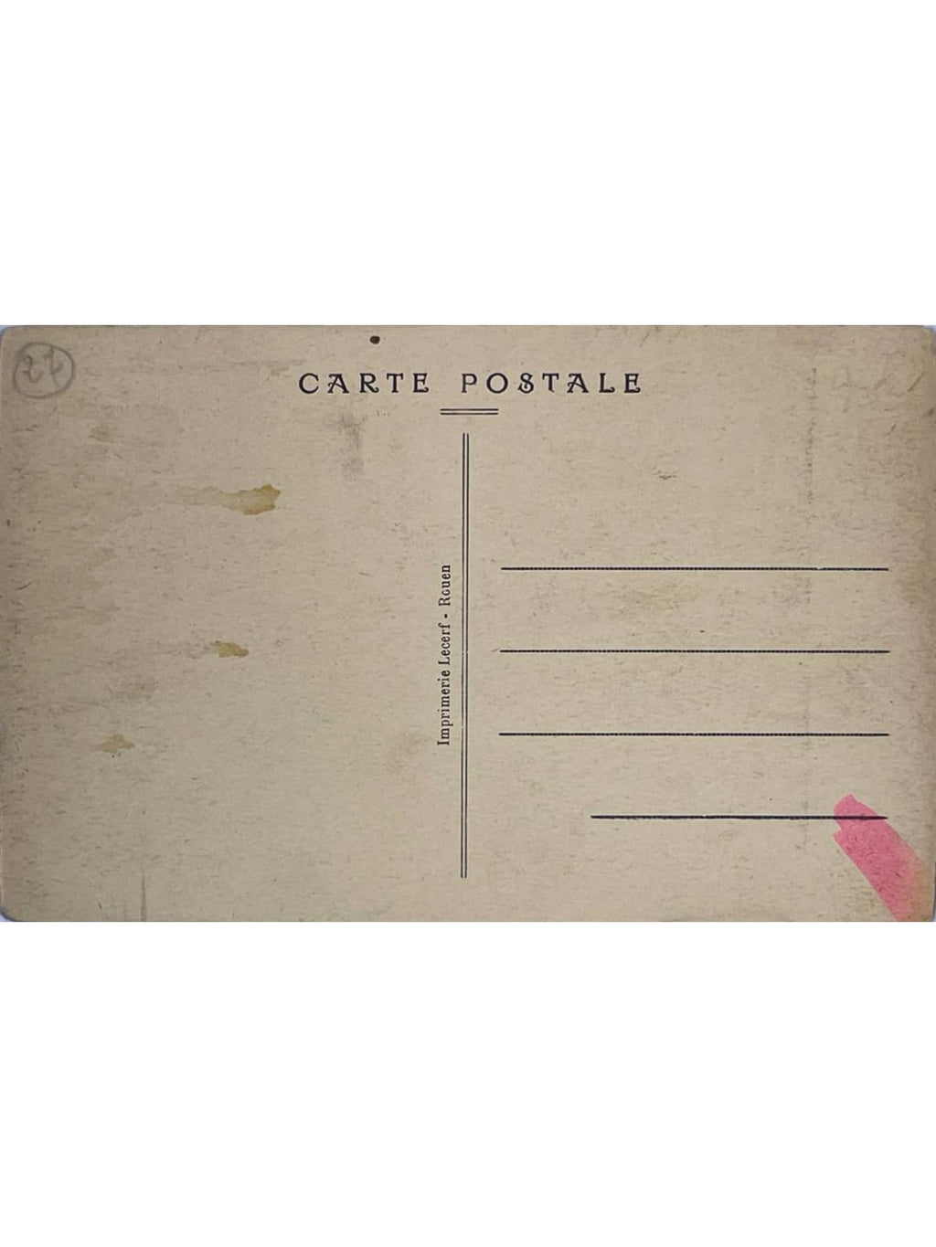 Verso de la carte postale