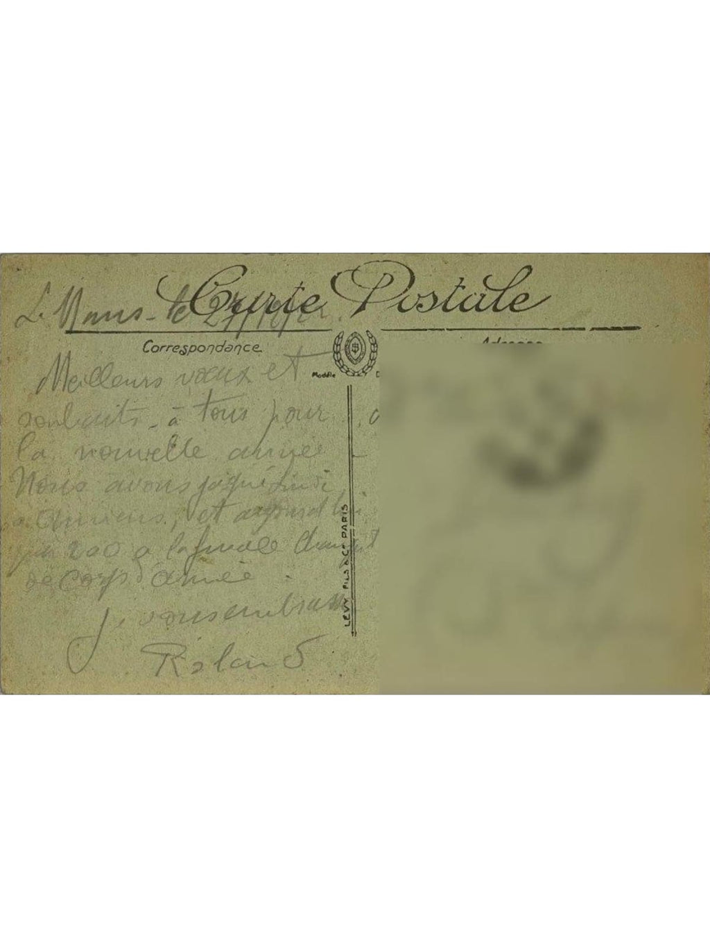 Verso de la carte postale