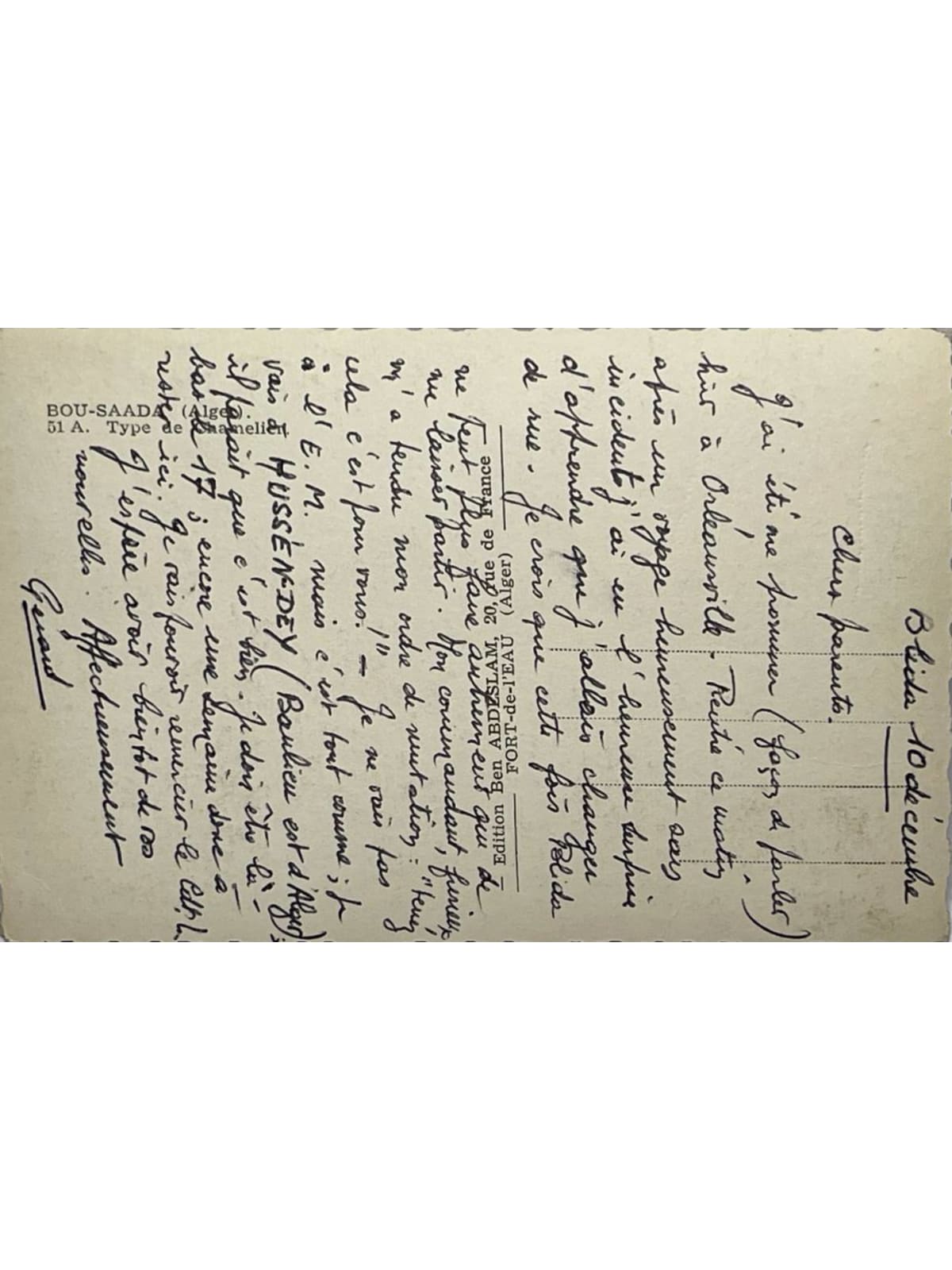 Verso de la carte postale