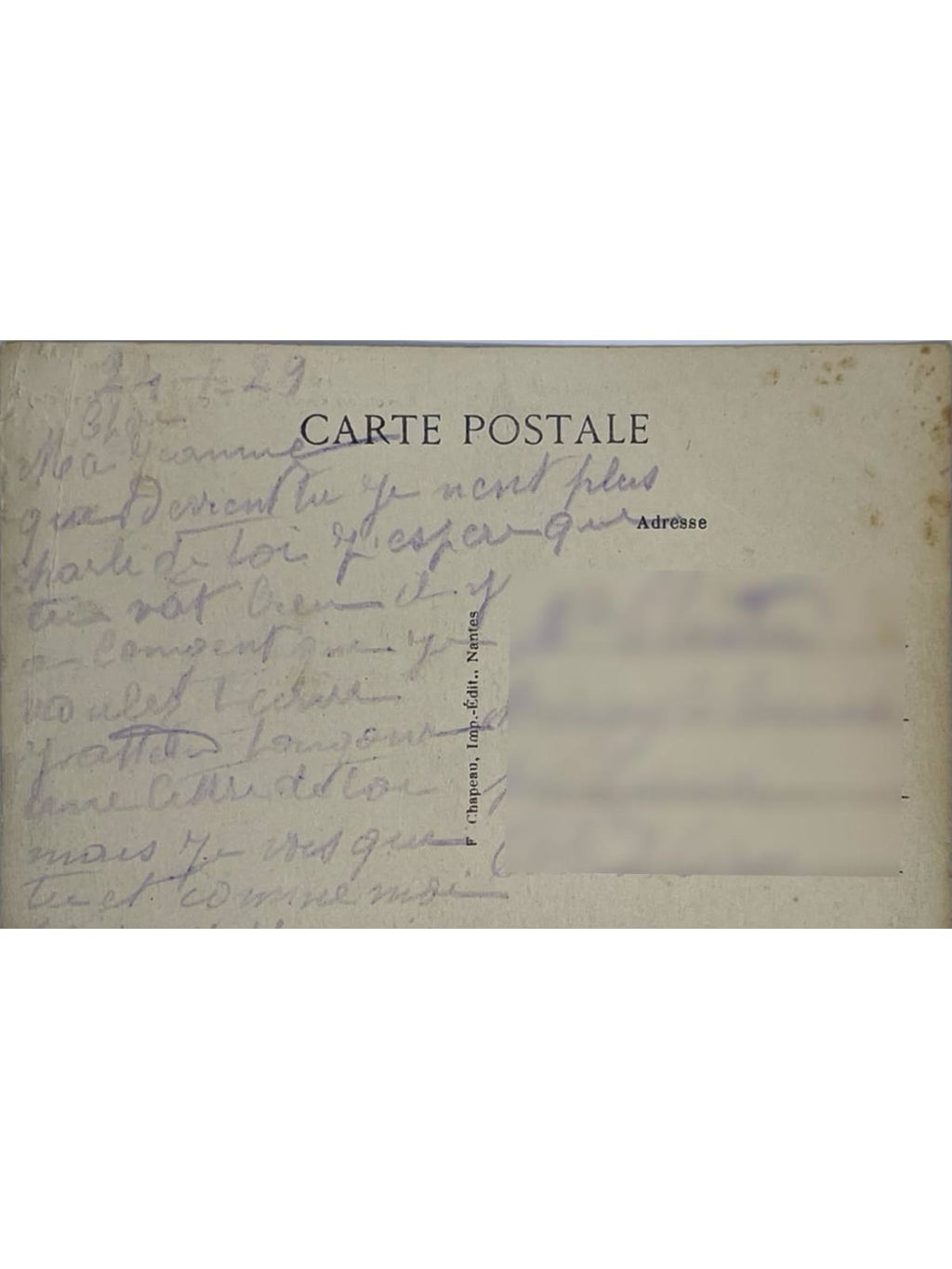 Verso de la carte postale