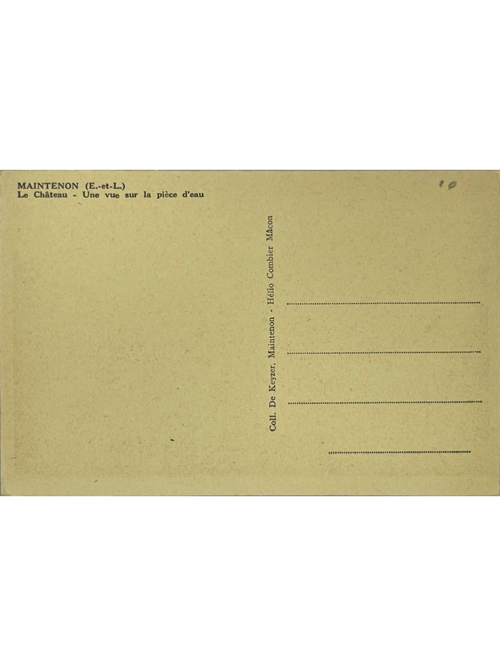 Verso de la carte postale