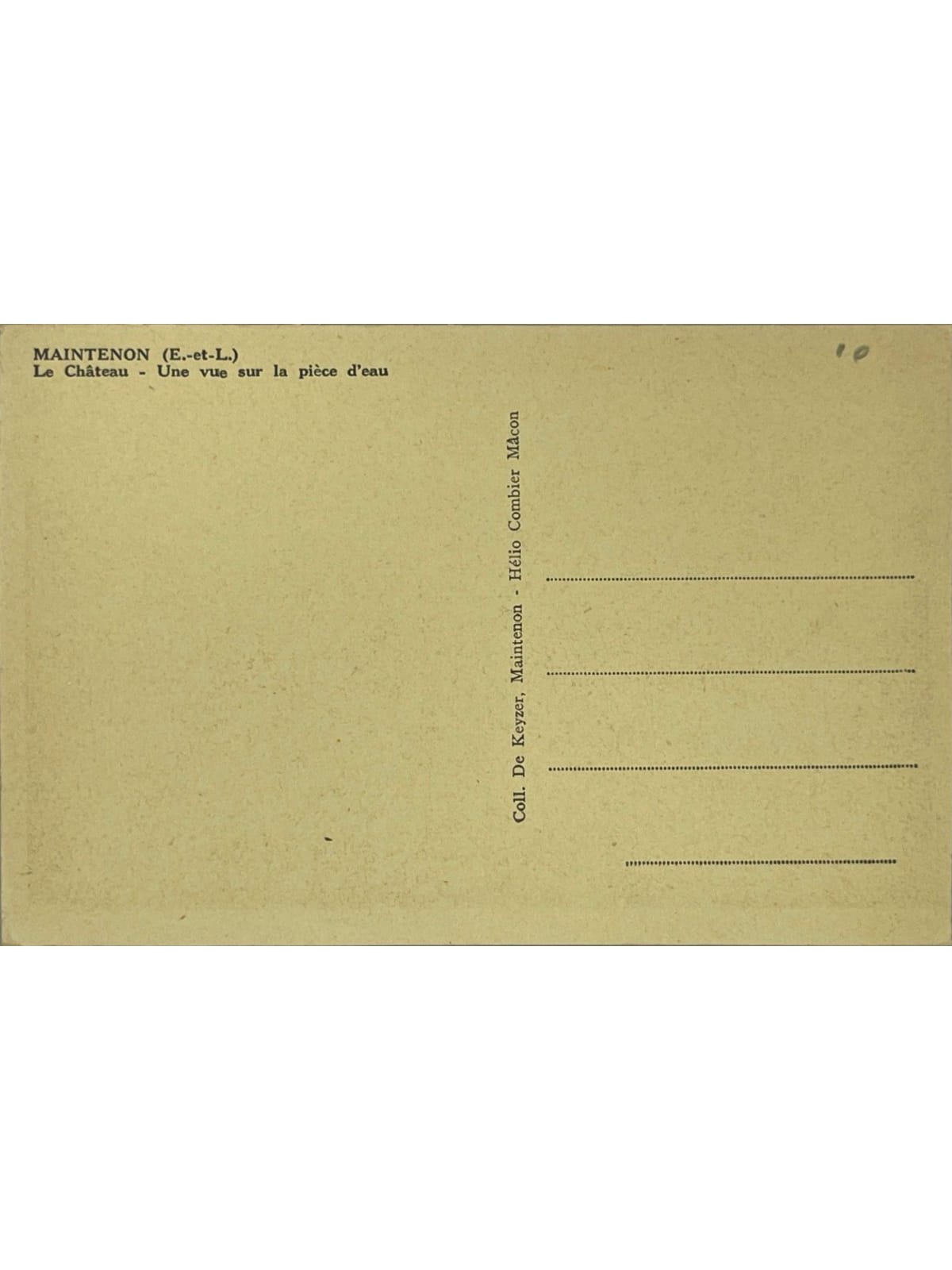 Verso de la carte postale