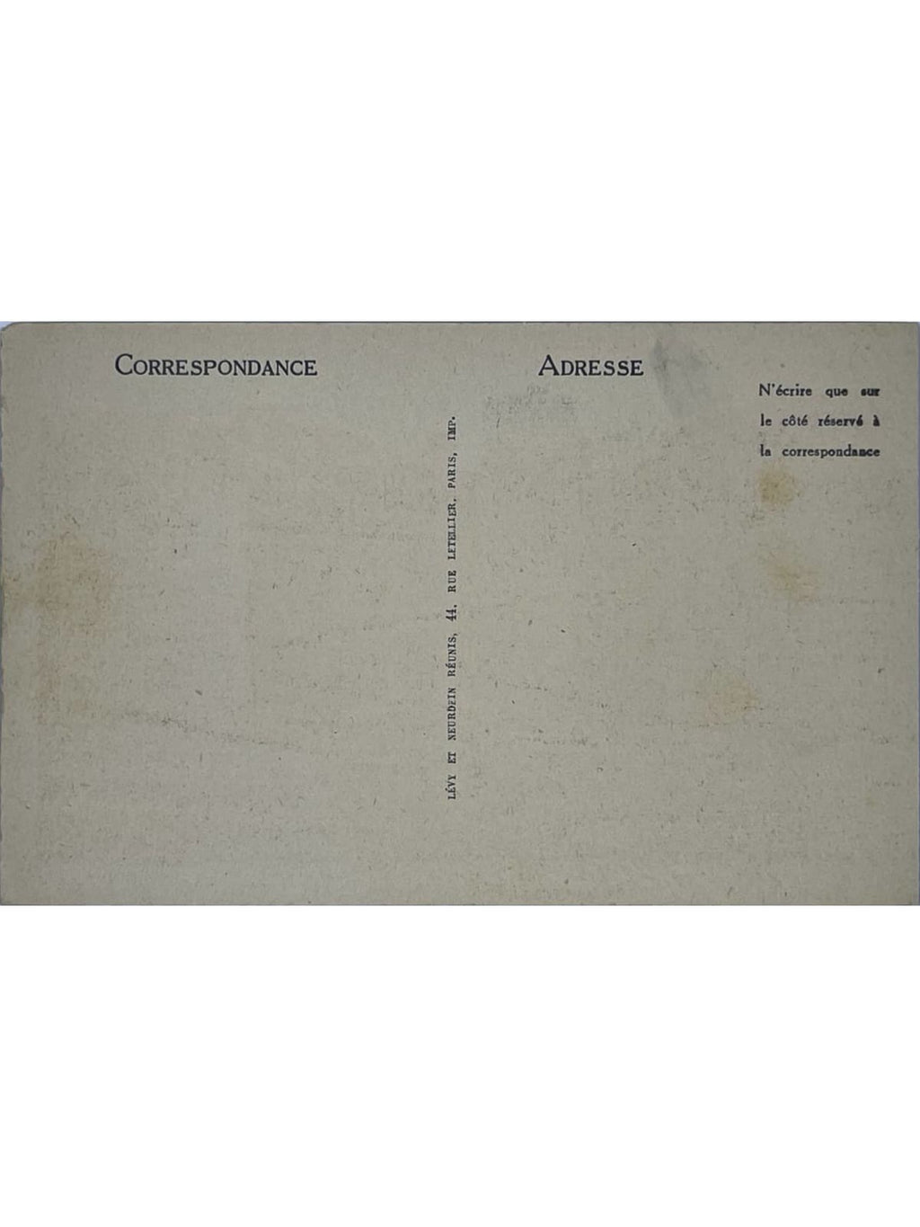 Verso de la carte postale