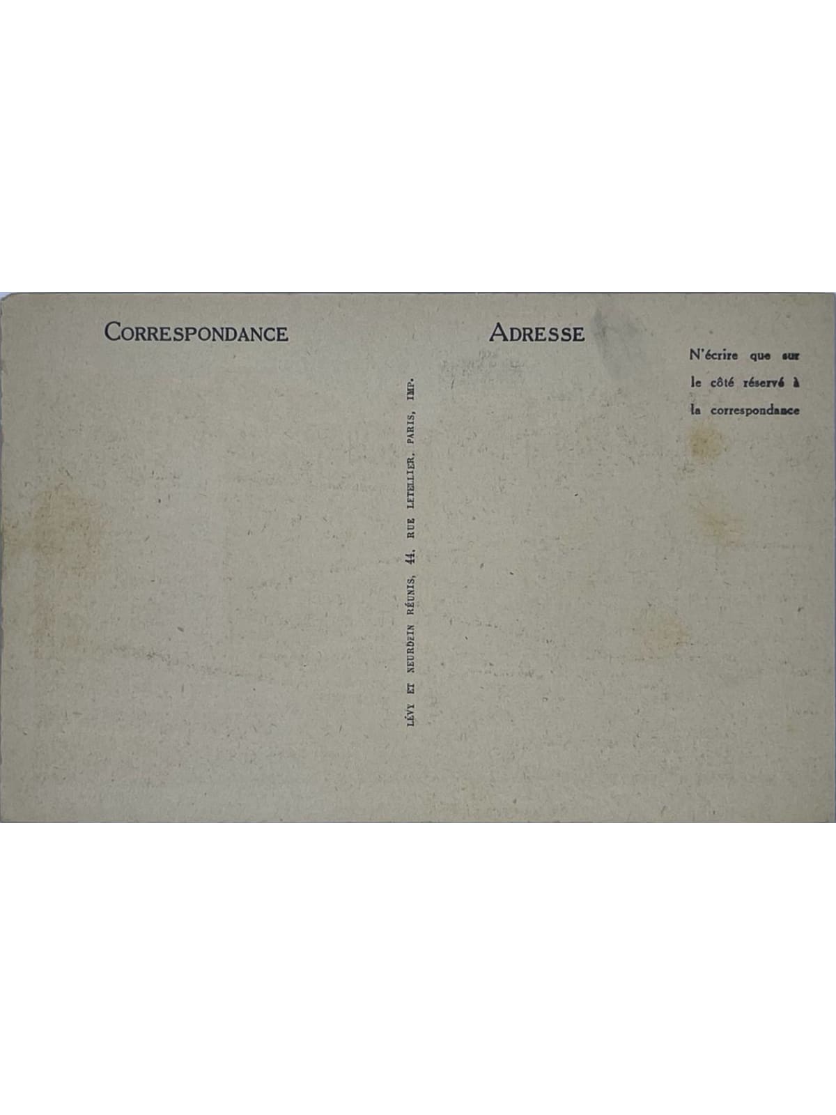 Verso de la carte postale