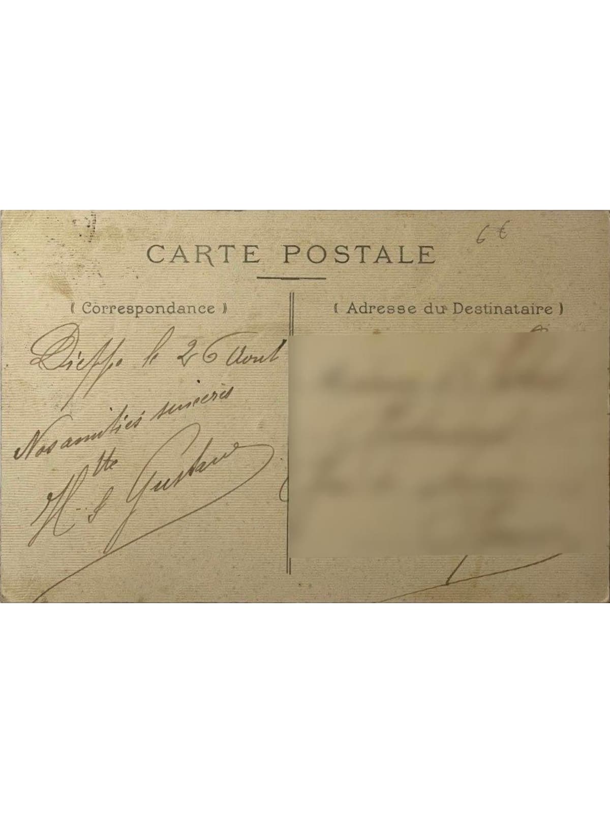 Verso de la carte postale