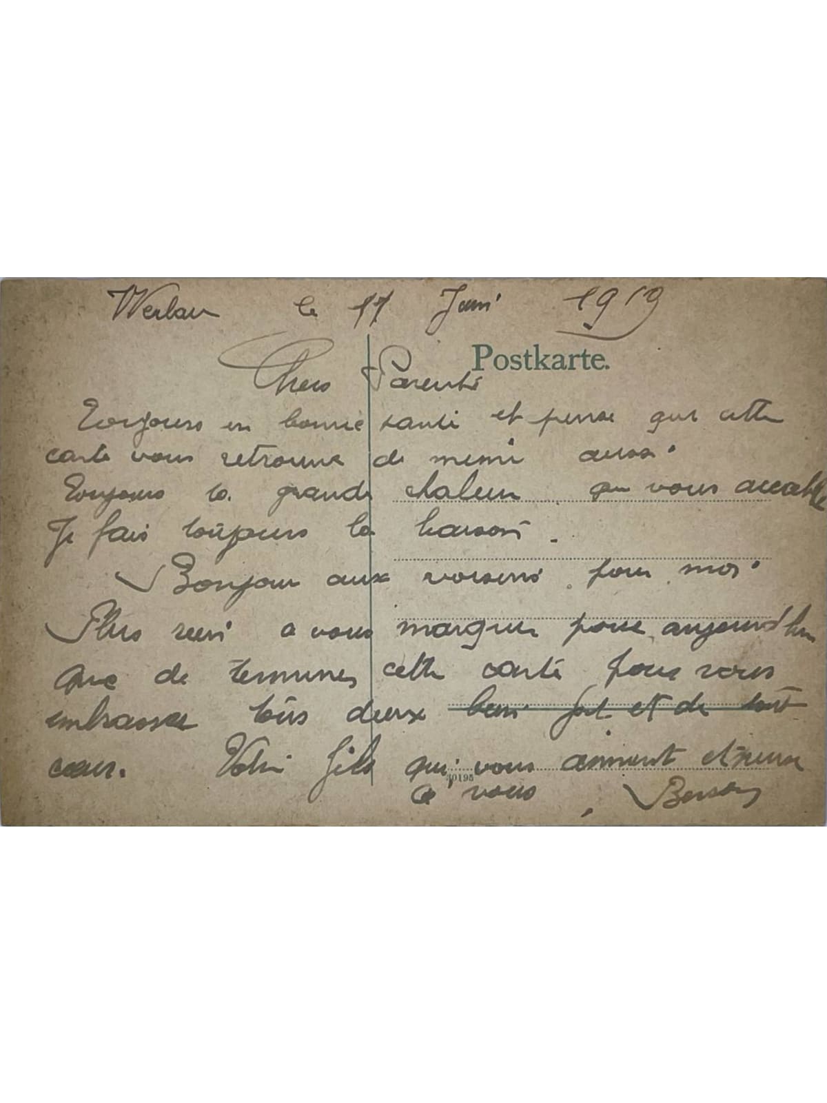 Verso de la carte postale