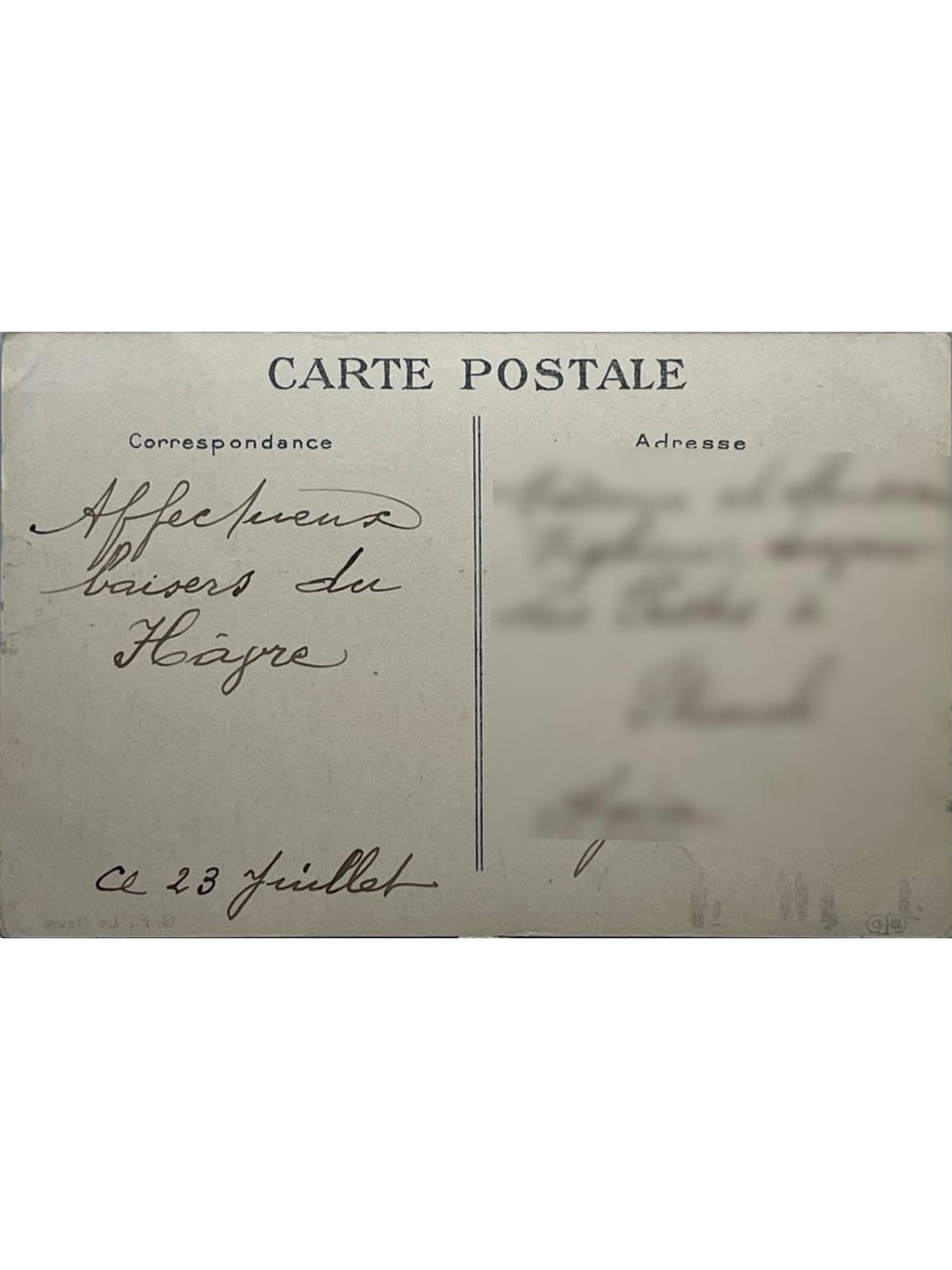 Verso de la carte postale