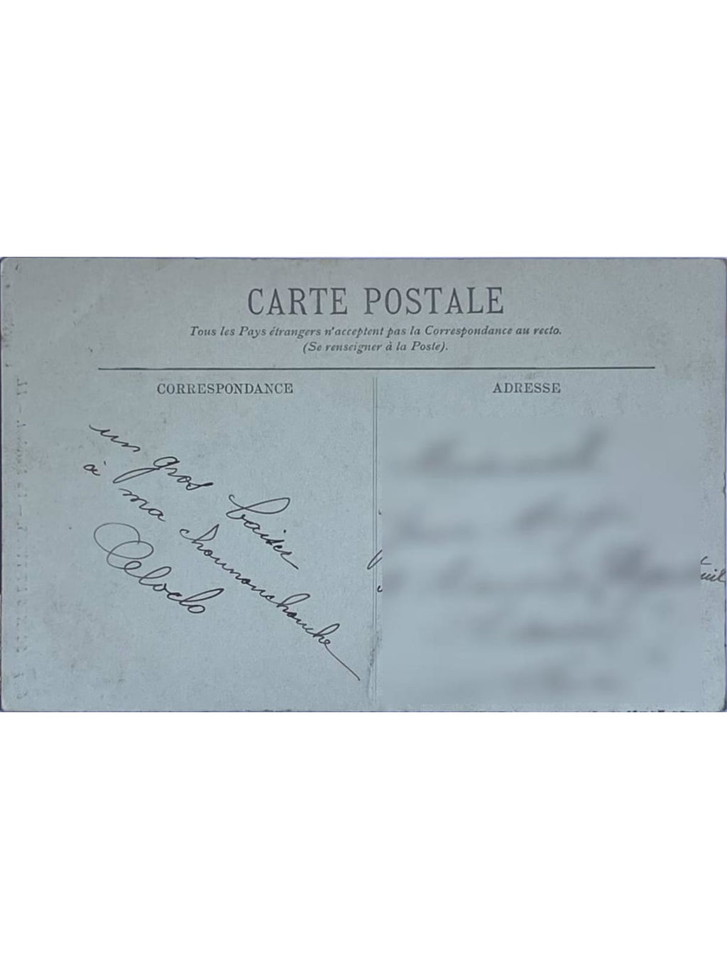 Verso de la carte postale