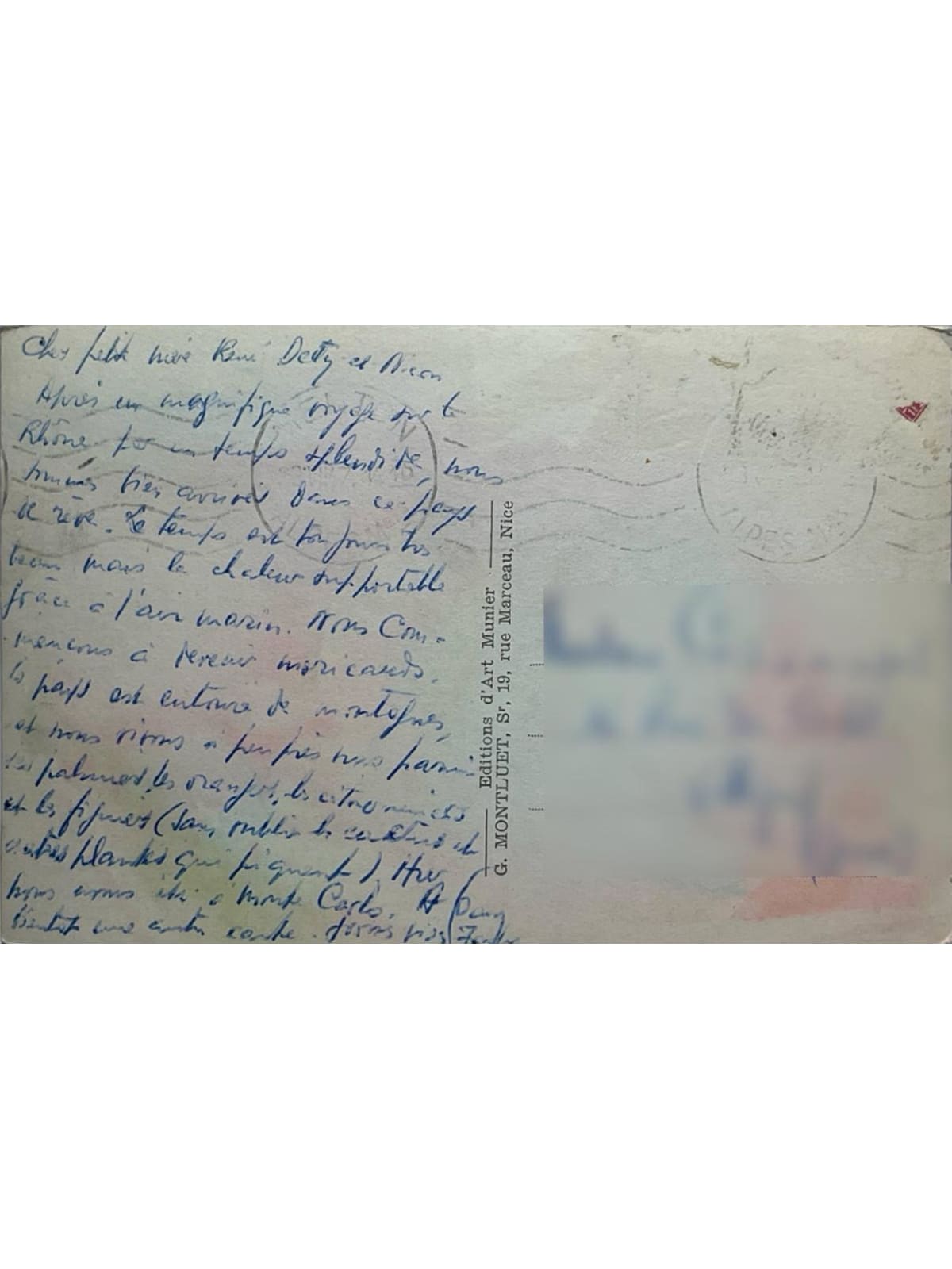 Verso de la carte postale