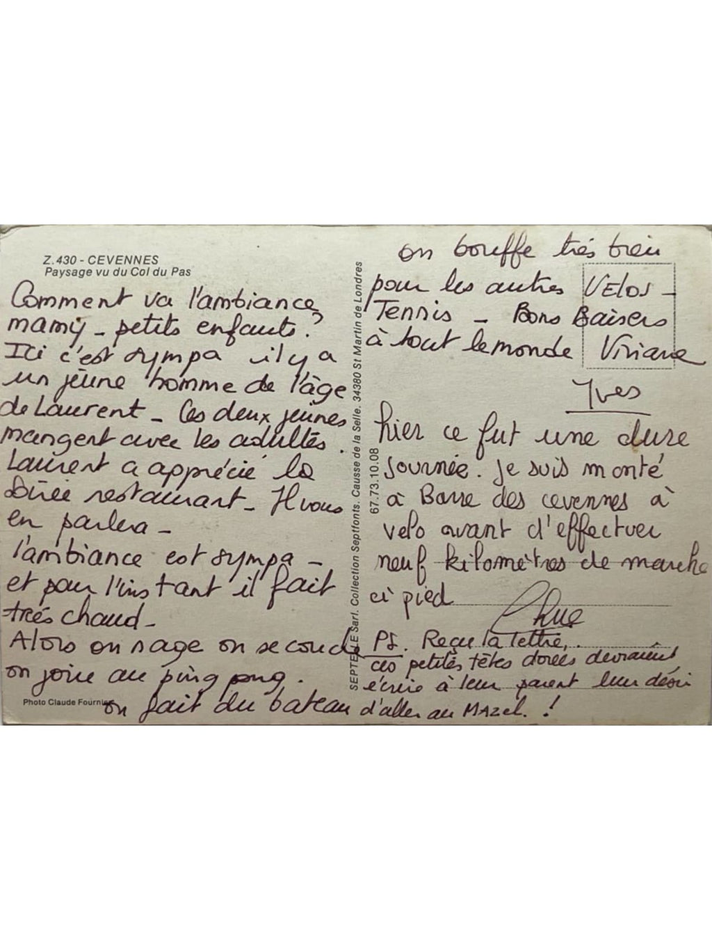Verso de la carte postale