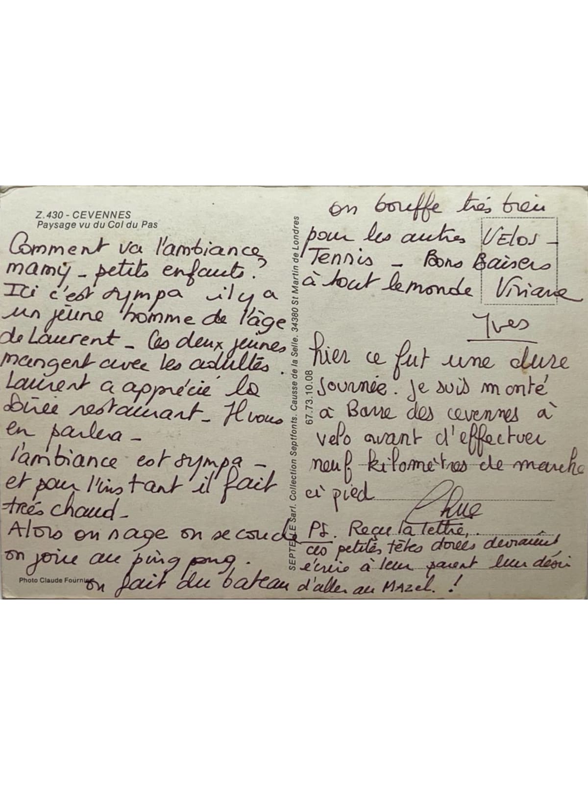 Verso de la carte postale