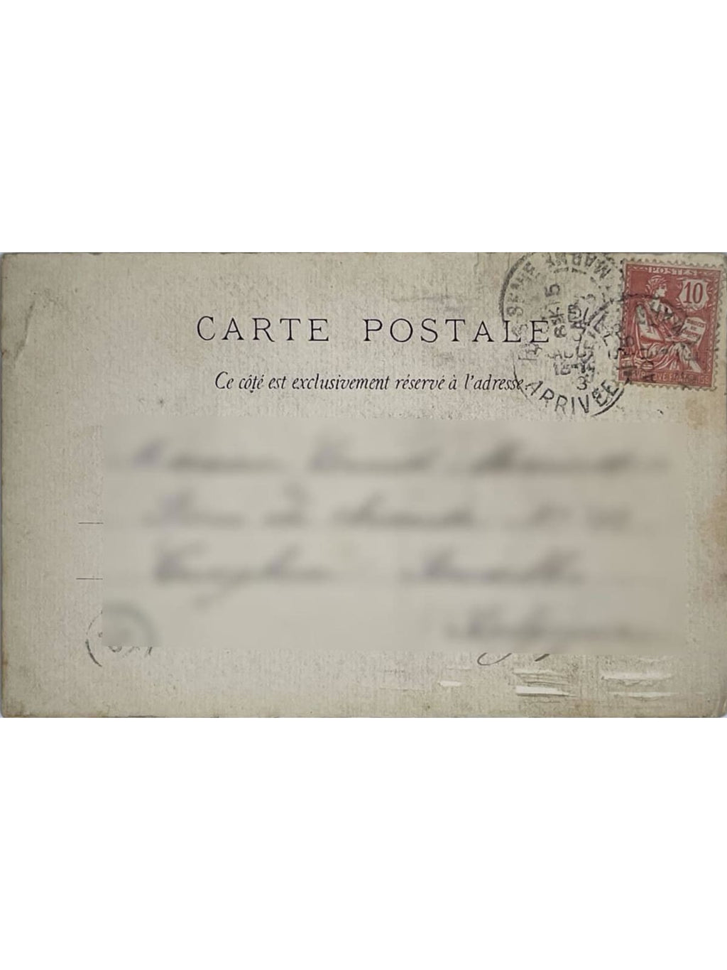 Verso de la carte postale