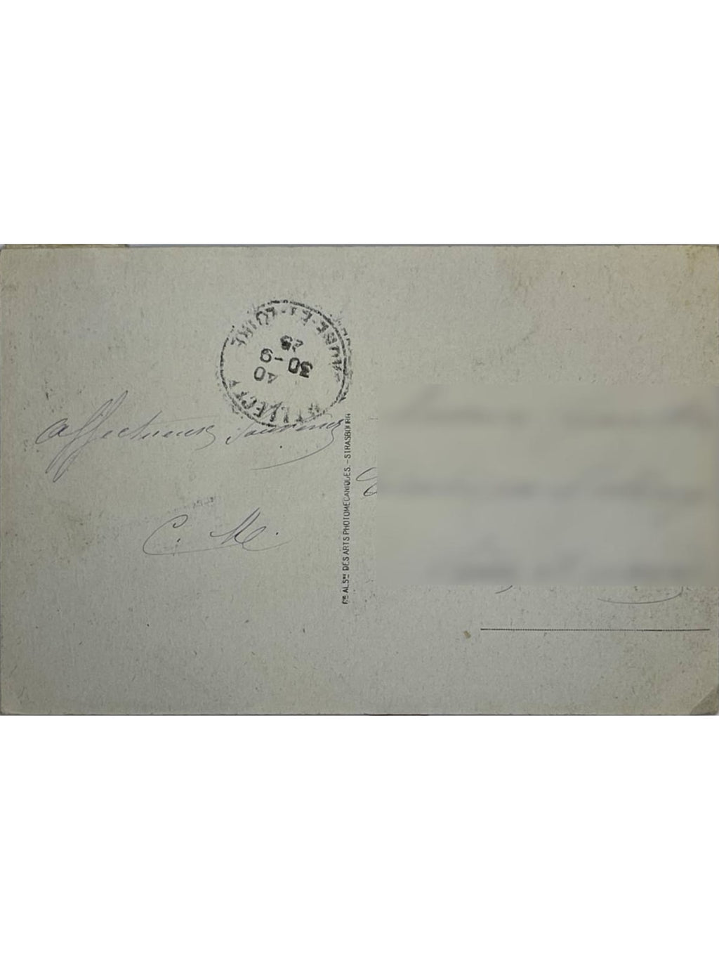 Verso de la carte postale