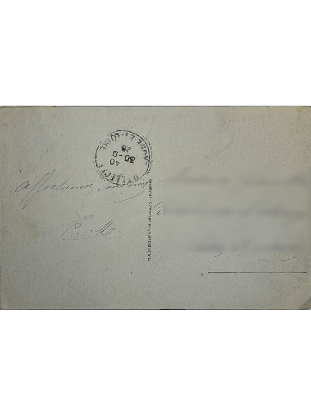 Verso de la carte postale